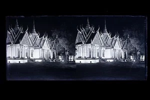 Pavillon Des Kambodscha Asien Ausstellung Kolonial- Paris 1931 Platte Stereo - Bild 1 von 1