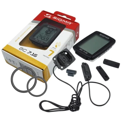 Sigma BC 7.16 Sette Funzioni Cablato Distanza Velocità Tempo Bici Bicicletta Computer Nuovo - Immagine 1 di 3
