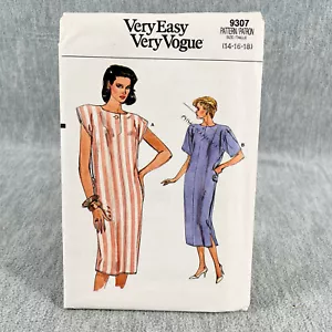 Vogue 9307 Straight Dress with Shoulder Pads Misses Size 14 18 Sewing Pattern - Picture 1 of 7