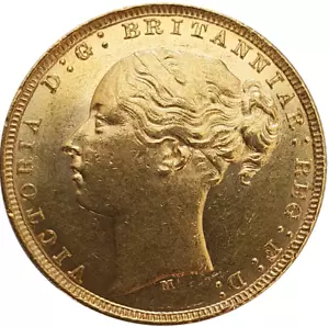 1879-M Queen Victoria Young Head Gold Sovereign - Picture 1 of 2