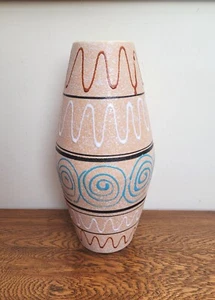 WGP Large Vase Scheurich 248-38 Textured Slipware Spirals Red Blue - Picture 1 of 6
