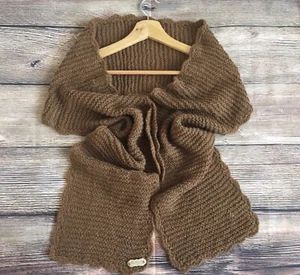 Handgestrickt Häkel 100% Alpaka Rustikal Spinngarn Zimt Schal 190 x 22 cm - Bild 1 von 11