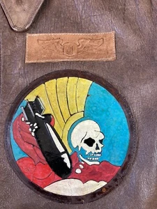 A2 RESTORED FLIGHT JACKET SQUADRON PATCH PAINTED BACK ART BOMBER PILOT HORSE? - Picture 1 of 10