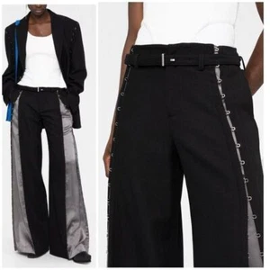 Neu Dion Lee Hakendetail weites Bein Hose Pants schwarz Wollmischung Gr. 6 - Bild 1 von 16