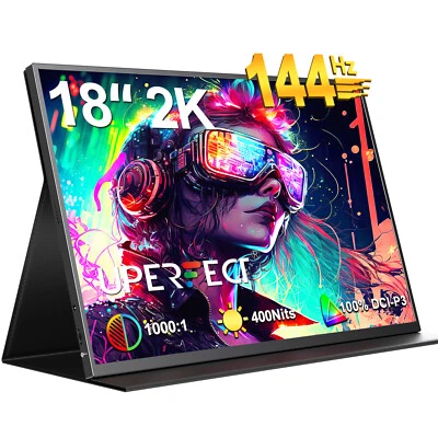 UPERFECT 144Hz 18" 2K Portable Monitor QHD Computer Display HDR IPS LCD Screen