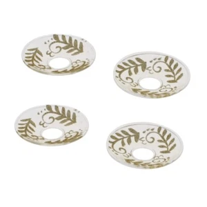 4pc Glass Patterned Bobeche Candle Wax Catchers - 8cm Premium Drip Holders - Picture 1 of 8