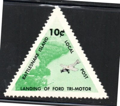 US Rattlesnake Island 10c Local Post Landing of Fort Tri-Motor Airplane - Image 1 of 2