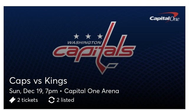 Washington Capitals ice hockey game ticket at Capital One Arena