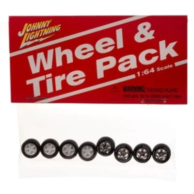 JOHNNYLIGHTNING Johnny Lightning wheel and Tire pack #6 (8 Tires/8 Wheels) 1:64 Scale