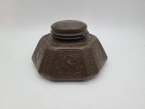 Antique Tiffany Studios Of New York 1072 Large Bronze Zodiac Ink Well - Picture 1 of 6