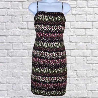 Y2K 90's vintage black floral spaghetti strap dress size 6 petite small coquette - Image 1 of 4