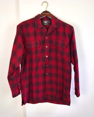 RRL Double RL Plaid Wool Button-Down Shirt  Wide Fit Made USA Red Black Vintage - Image 1 of 4