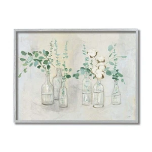 Flowers and Plants Neutral Grey Green Painting Gray Framed Wall Art, 16x20, M... - Picture 1 of 9