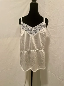 Vintage Vanity Fair Cami Slip Silky Nylon Lingerie Lace Sissy Off White USA 38 - Picture 1 of 3