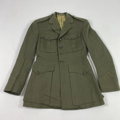 Vintage USMC Service Coat Jacket Mens Olive Green Military Uniform EGA Buttons - Image 1 of 4