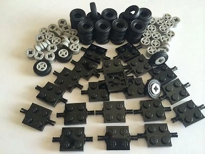 ☀️NEW LEGO 100 Lot Car Parts Wheels Tires Axles Rims 100 Pieces Small Truck - Image 1 of 2