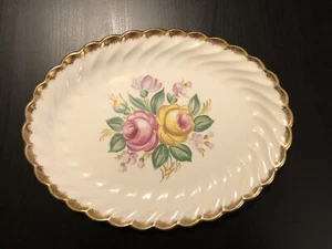 Vintage Royal China Quban Warranted 22 KT Gold Floral 13” Oval Serving Platter - Picture 1 of 4