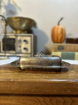 Butter Dish with Lid Silver Plated Glass Insert - Image 1 of 4