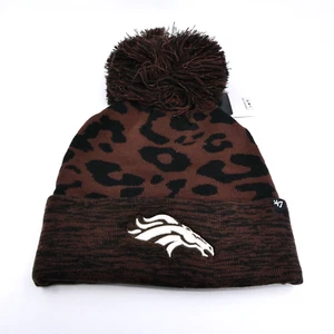 '47 Brand Denver Broncos Winter Hat Womens Brown Pom Knit Football NFL Cap New - Picture 1 of 10