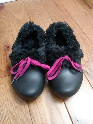 FUZZY CROCS GRETEL CLOG - Toddler Girls C10 / C11 Black Faux Fur Pointed Toe - Image 1 of 4