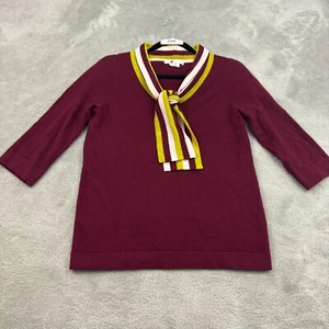 Boden Ellie Damenpullover Wolle-Kaschmir-Mischung mit Bindekragen 6 lila 3/4-Arm Arbeit - Bild 1 von 16