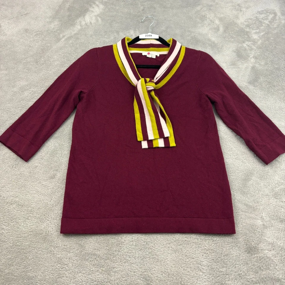 Suéter Boden Ellie de Lana Mezcla de Cachemira Cuello Atado para Mujer 6 Púrpura Manga 3/4 Trabajo Foto 1 de 4