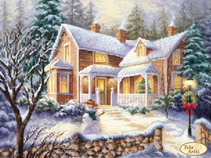 DIY Perlenstickerei Kit oder Schema Winter Gemütliches Haus Perlenarbeiten Perlen Bastelset - Bild 1 von 4