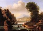 Oil painting George-Henry-Durrie-Fishing-by-a-River summer landscape &amp; portraits