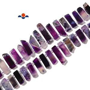 Purple Agate Graduated Slab Stick Point Beads Size 10x25-12x45mm 15.5'' Strand