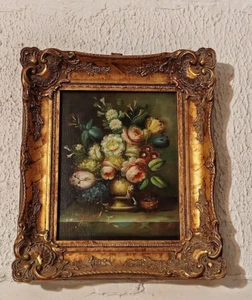 Signé Remy ancienne peinture " Bouquet de Pivoine dans un cadre superbe - Imagen 1 de 3