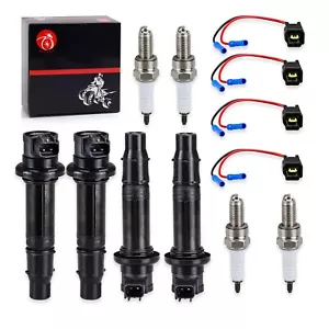4X Ignition Coil & Plug w/Spark Plug for Yamaha YZF-R1 YZF-R6 FZ1 FZS1 Vmax 1700 - Picture 1 of 24
