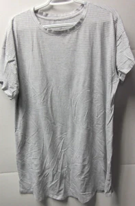 Sonoma Short Night Gown Sleepwear Gray w White Stripe Short Sleeve Pull On - Picture 1 of 3