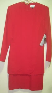 NWT VTG KASPER FOR ASL RED FAUX WRAP CAREER Dress WOMEN SZ 6 MADE IN HONG KONG - Picture 1 of 1
