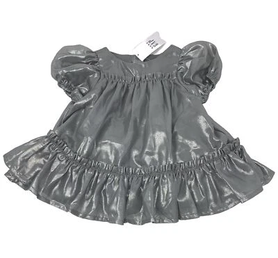 Nuevo con etiquetas Vestido con Volantes de Vacaciones Metálico Plateado para Bebés Gap Niñas 0-3 Meses Foto 1 de 4