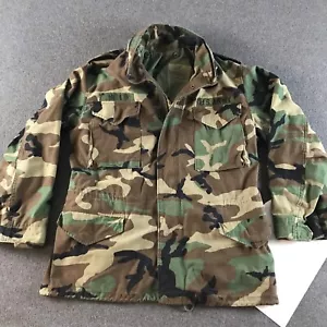 US Army Woodland CAmo BDU Cold Weather Coat Mens Medium Regular Patches #5410 - Picture 1 of 14