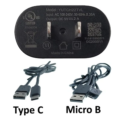 OEM Nokia Charger (5V-2A) YUTCH22TVL Black+Two USB Cables (Type C & Micro B) - Image 1 of 4