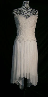Modern Trousseau Willow 10 Short High Low Ivory Silk Formal Wedding Dress USA - Image 1 of 4