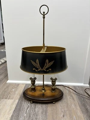 FREDRICK COOPER CHICAGO BOUILLOTTE 21" LAMP WOOD BASE FRENCH  TOLE PAINT SHADE   - Image 1 of 4