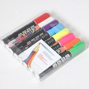 Marker Filzstift Rundspitze Keilspitze Graffiti 8 × fluoreszierend Stift Set DHL - Bild 1 von 8