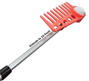 15 Foot 2-IN-1 Golf Ball Retriever (Rake Retriever & Pressure Fit) 37815 - Picture 1 of 3