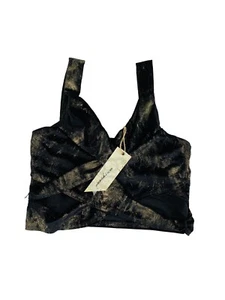 Buckle BKE Gimmicks Women's Size L Black Gold Cropped Cross Tank Top - Picture 1 of 9