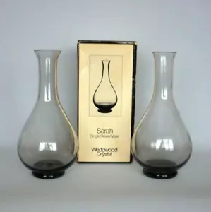 2 x Wedgwood Crystal Sarah Single Flower Vases. Vintage. 1 New Boxed. Midnight - Picture 1 of 10