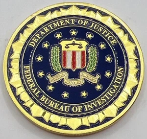 * United States Department Of Justice FBI Challenge Coin Comes In Clear Capsule - Picture 1 of 2