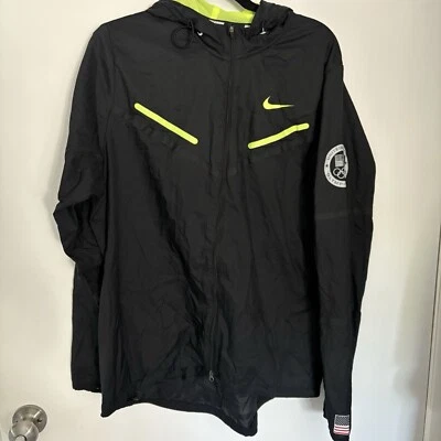 NIKE EE. UU. EQUIPO OLÍMPICO 2012 USATF RUN CHAQUETA CORTAVIENTOS NEGRA PARA LLUVIA HOMBRES GRANDE L Foto 1 de 4