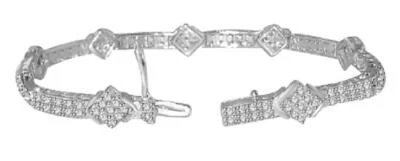 Hermoso brazalete de tenis I1 G de 2,90 quilates de diamantes genuinos de 7,00 pulgadas de oro blanco de 14 K Foto 1 de 4