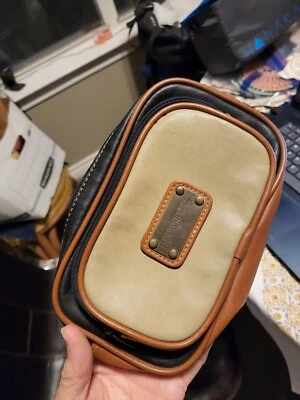 Vintage Eastsport PVC Tan & Black Belt Waist Bag Sling Fanny Pack Two Pockets - Image 1 of 4