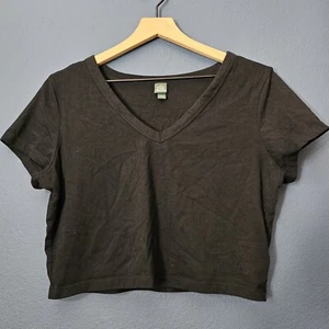 Wild Fable schwarzes kurzärmliges T-Shirt mit V-Ausschnitt cropped Damen Gr. XL - Bild 1 von 7