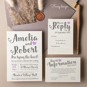 Personalised Wedding Invitation set - Information card - RSVP card Evening (W1) - Picture 1 of 63
