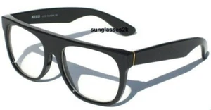 FLAT TOP CLEAR LENS RETRO Hipster GLASSES BLACK FRAME Specs New Model - Imagen 1 de 1
