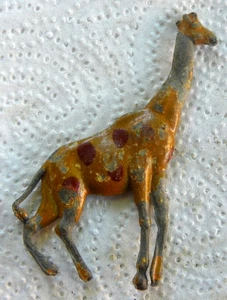 Sehr alte Zinnfigur, Flach Figur - Giraffe - bemalt - Heinrichsen? - altersg. Z. - Bild 1 von 2